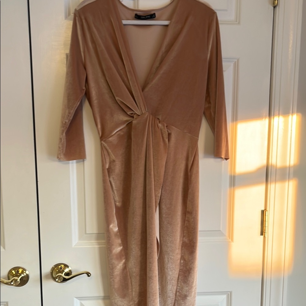 Elegant Tan Velvet Dress